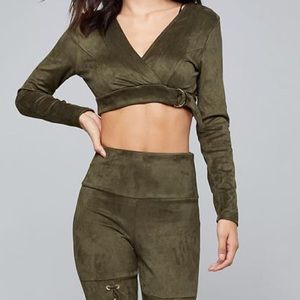 Bebe faux suede shell top